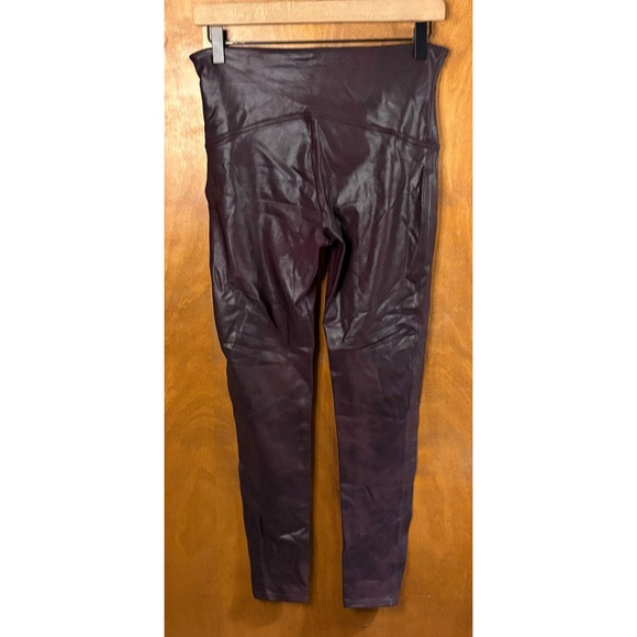 Spanx Faux Leather Leggings Wine Burgundy High Rise XL Sleek Boho Minimalist Mod - Picture 3 of 12